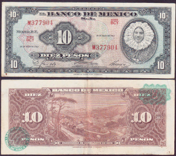 1967 Mexico 10 Pesos L000551